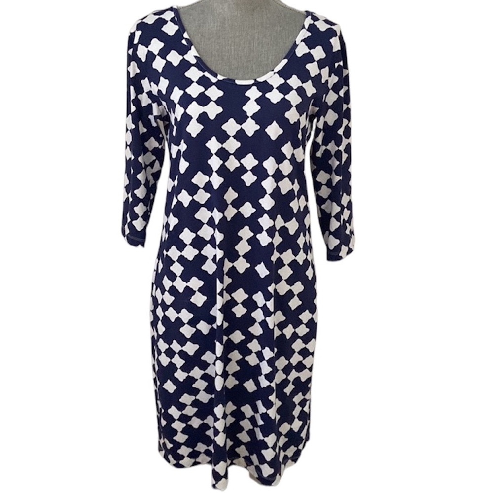 Persifor Size Large Woman’s Kilpatrick Navy & White Sheath Dress